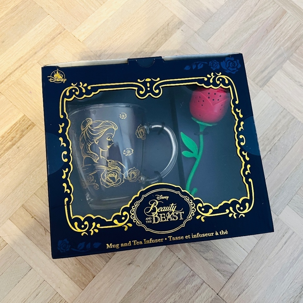 Disney - Beauty and the Beast Mug and Rose-Shaped Tea Infuser, Brand New!